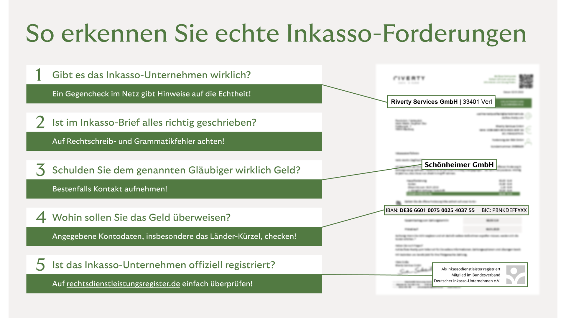 Beispiel für einen seriösen Inkassobrief.