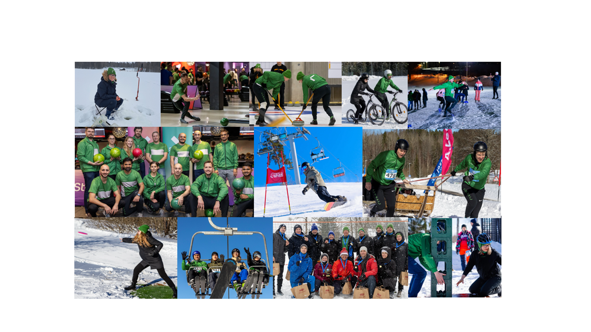 collage of all photos of the winter sports activities