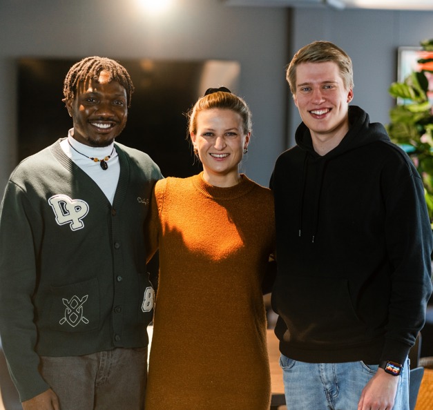 A group photo of Timothy with two of his colleagues from Stockholm