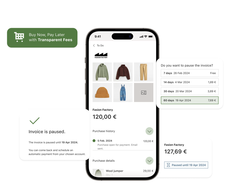 App screen showing payment by invoice